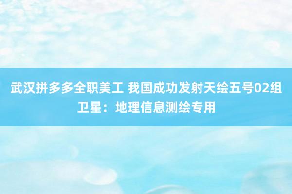 武汉拼多多全职美工 我国成功发射天绘五号02组卫星：地理信息测绘专用